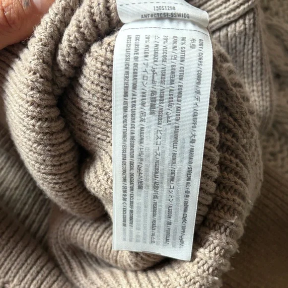 Abercrombie & Fitch Taupe Ribbed Collared Button Cardigan w/ Cuffed Sleeves - Picture 6 of 9